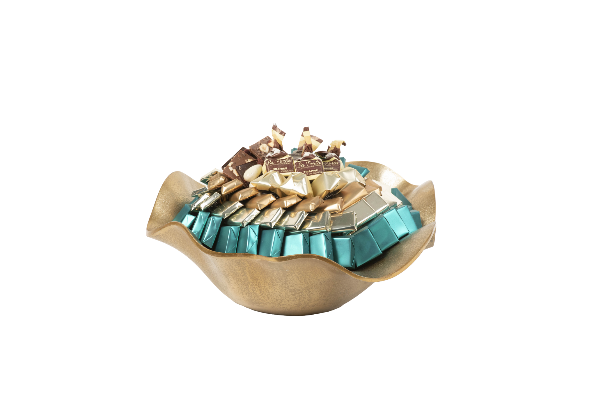 Centre de table rond en aluminium gold