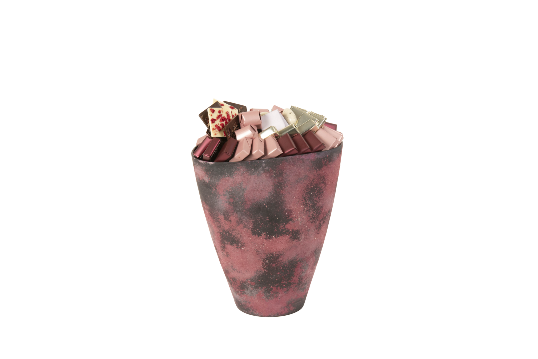 Vase en verre rouge