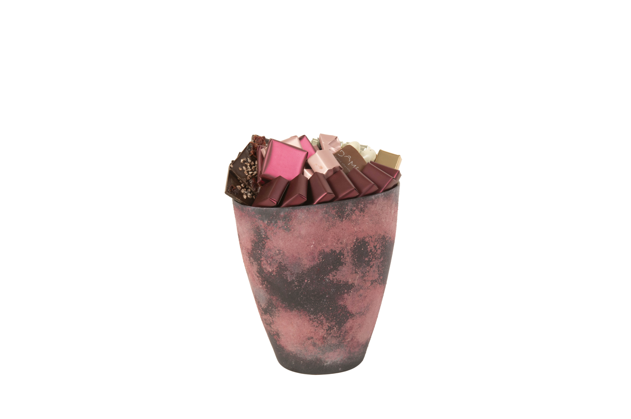 Vase en verre rouge