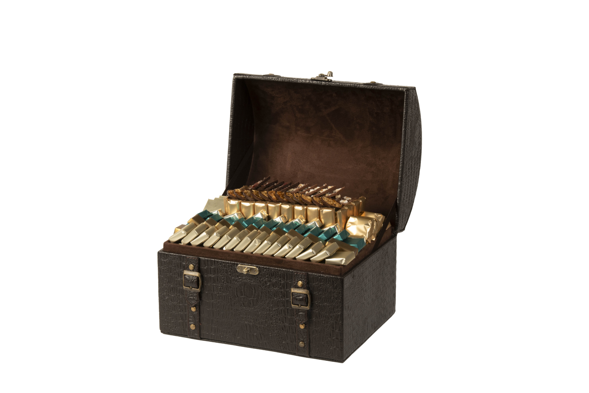 Malle garnie de chocolat