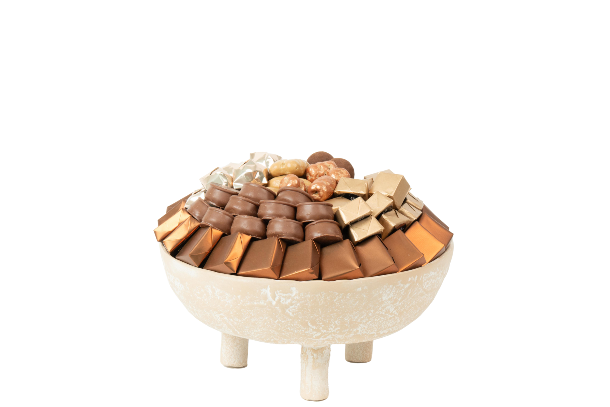 Coupe en métal garnie de chocolat