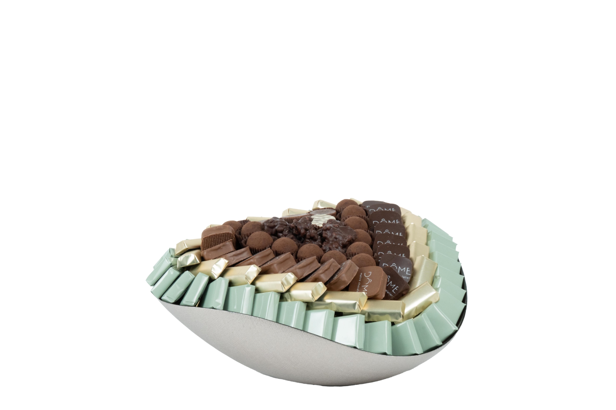Coupe en verre garnie de chocolat