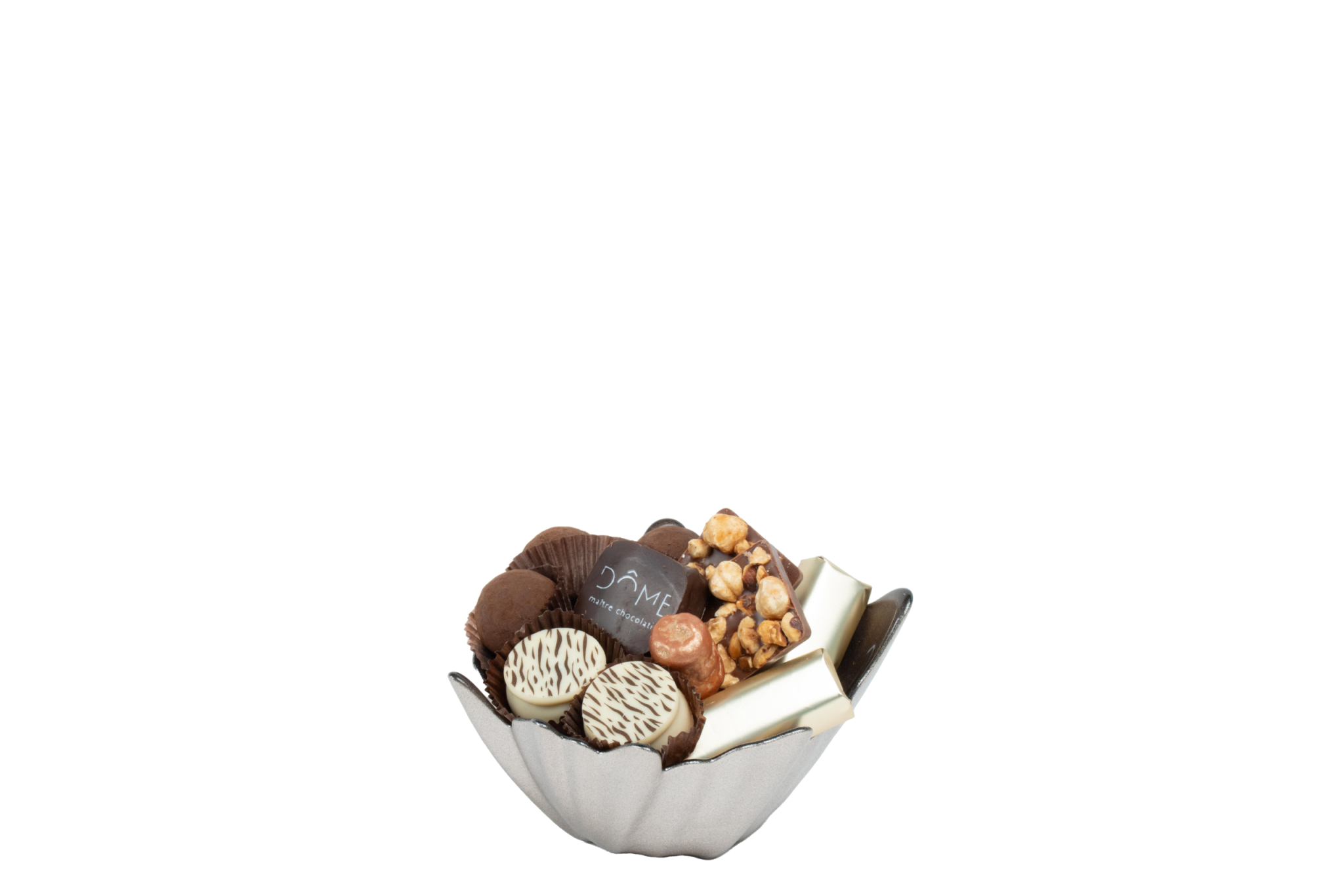 Coupe en verre garnie de chocolat