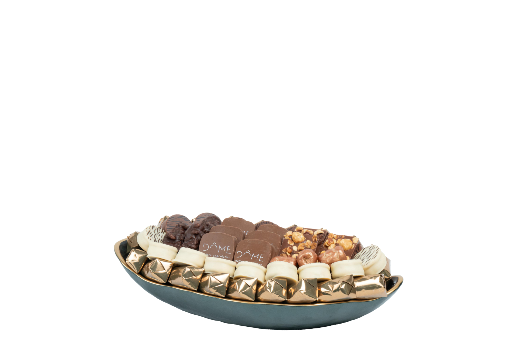 Coupe en verre garnie de chocolat