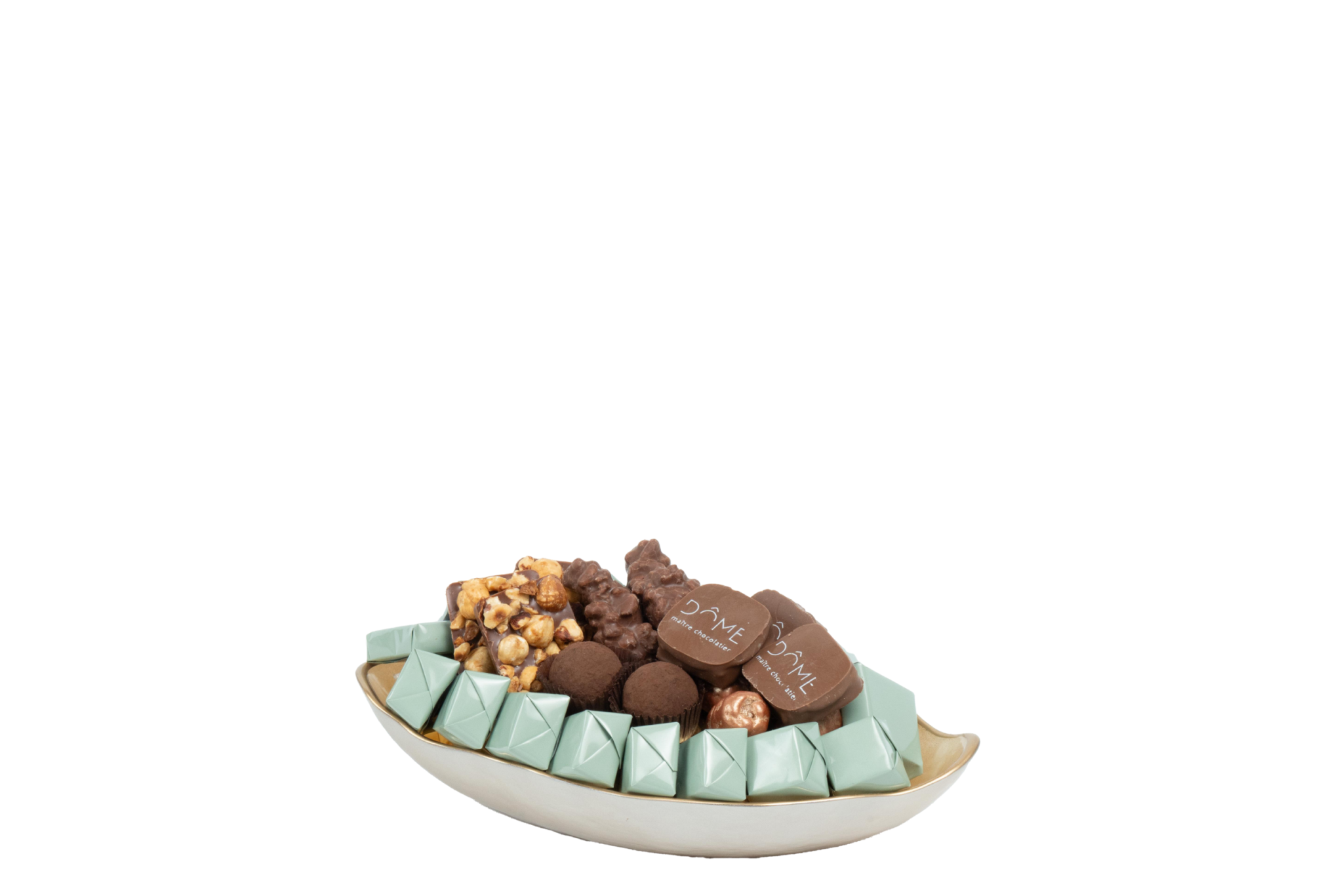 Coupe en verre garnie de chocolat