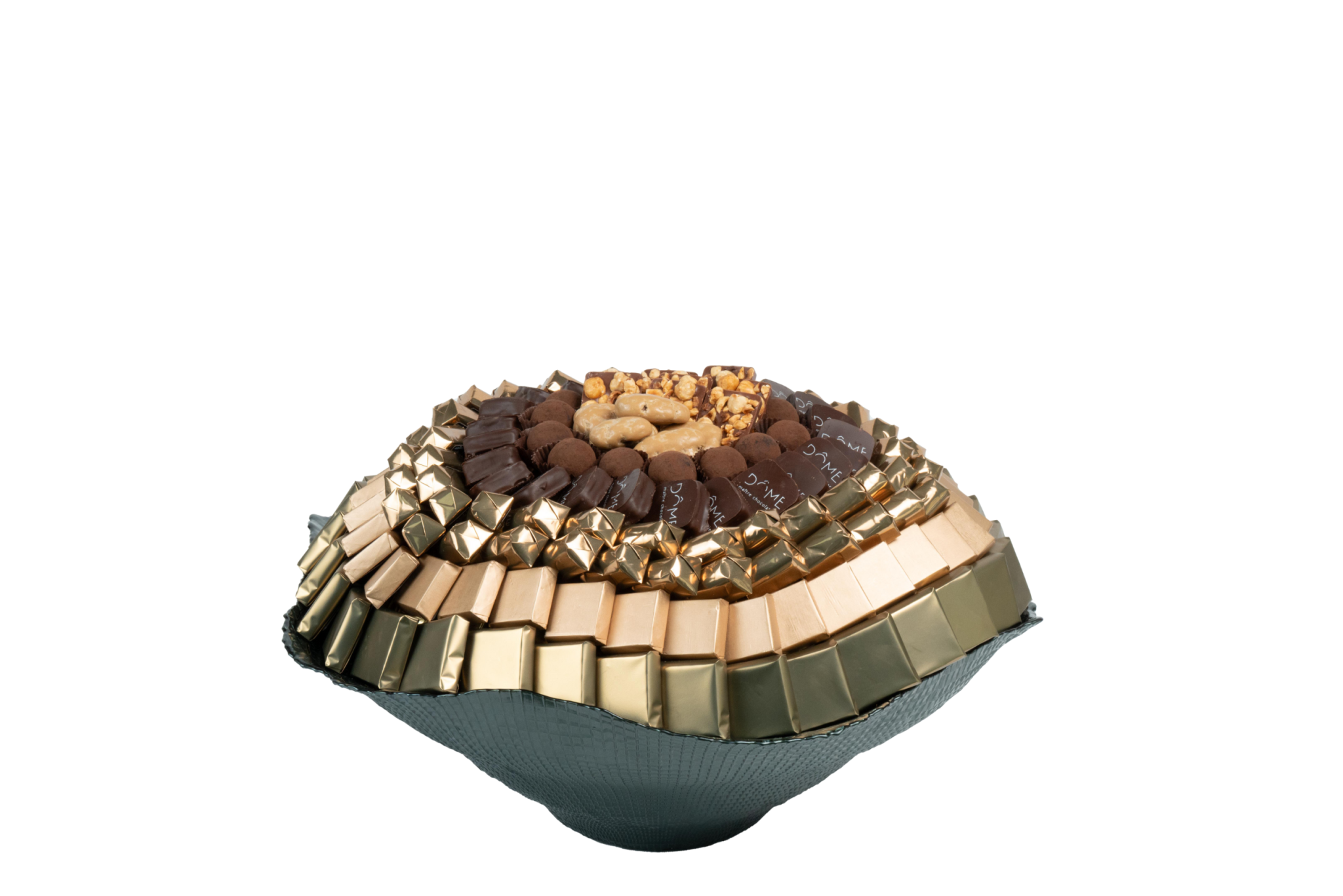Coupe en verre garnie de chocolat