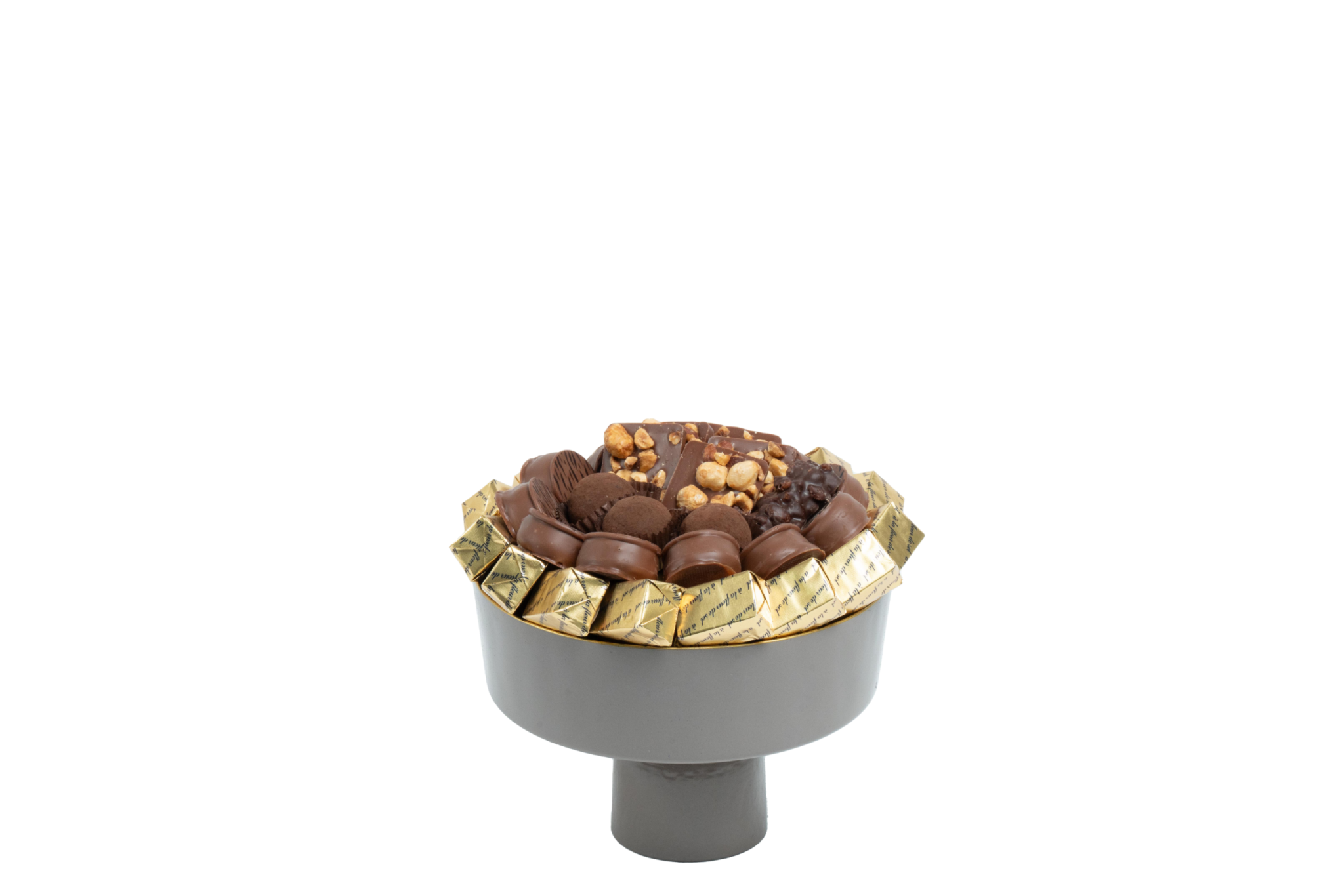 Coupe en verre garnie de chocolat