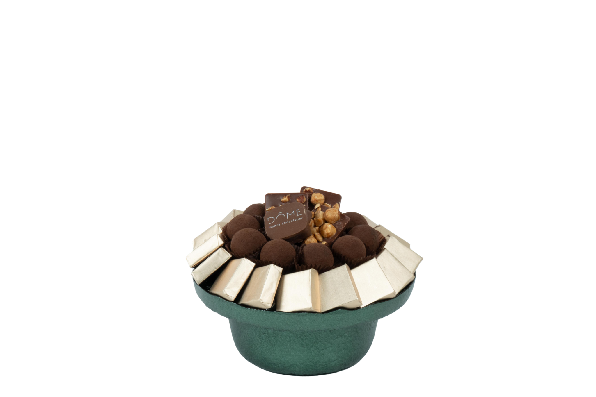 Coupe en verre garnie de chocolat