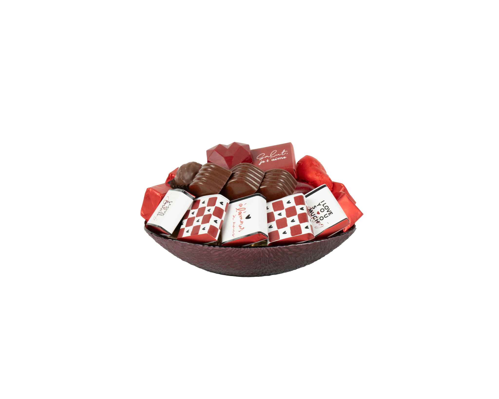 Coupe en verre garnie de chocolat