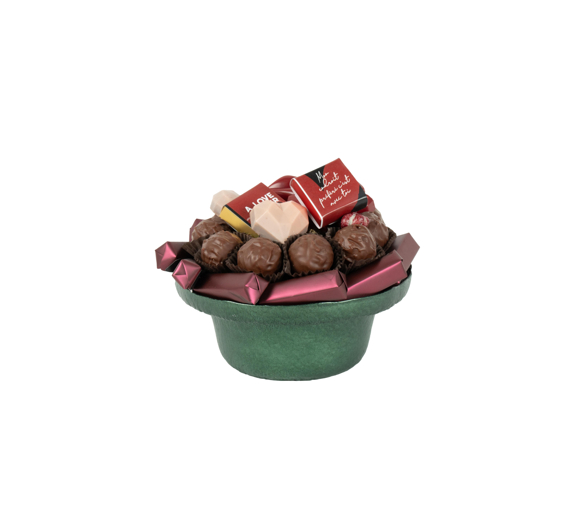Coupe en verre garnie de chocolat